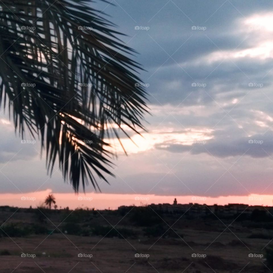 Wonderful sunset at marrakech city in Morocco.