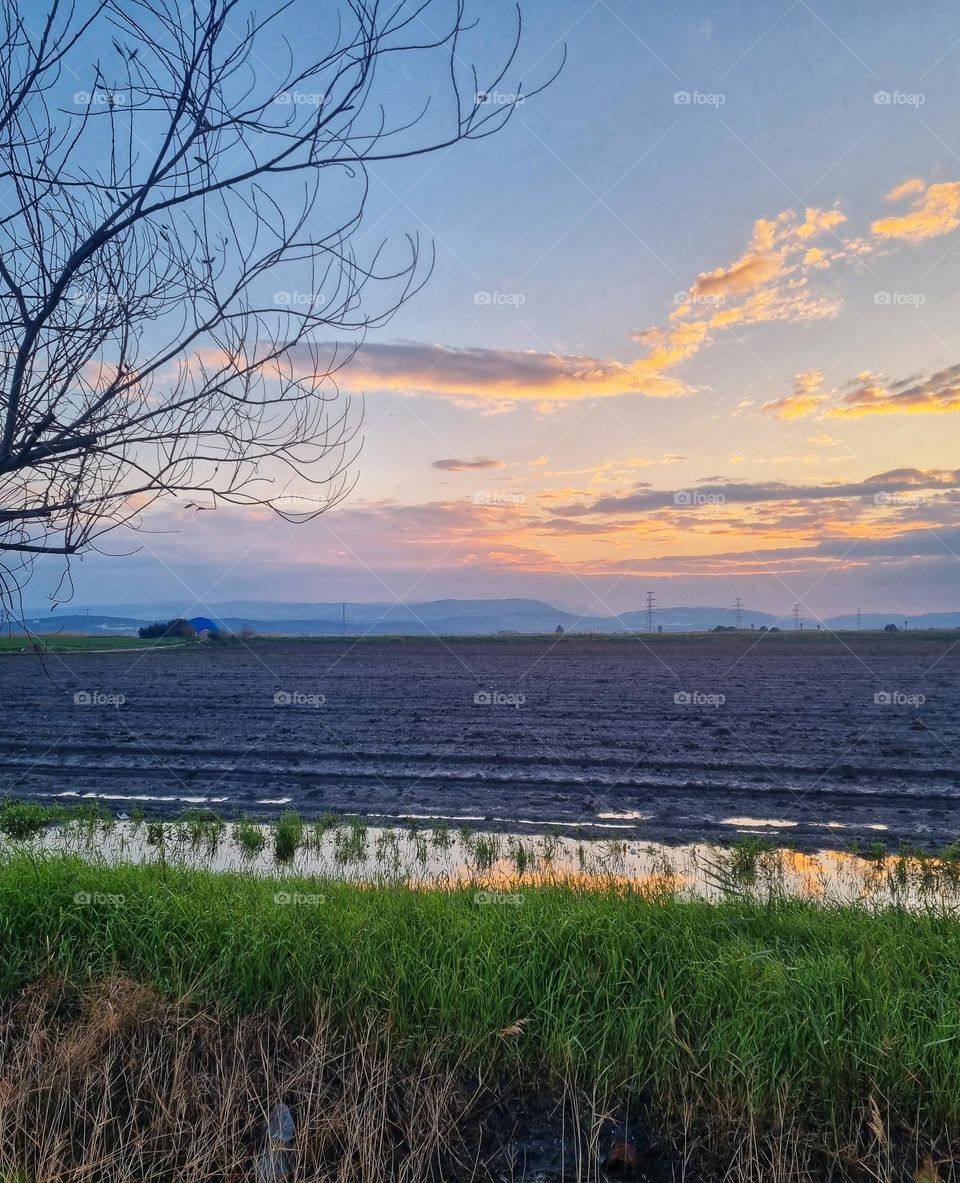 agriculture sunrise sunset sky clouds