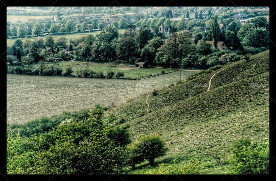 View. View over typical English landscape 