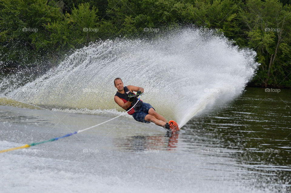 Water skiing on Frentress Lake in East Dubuque, Illinois. 