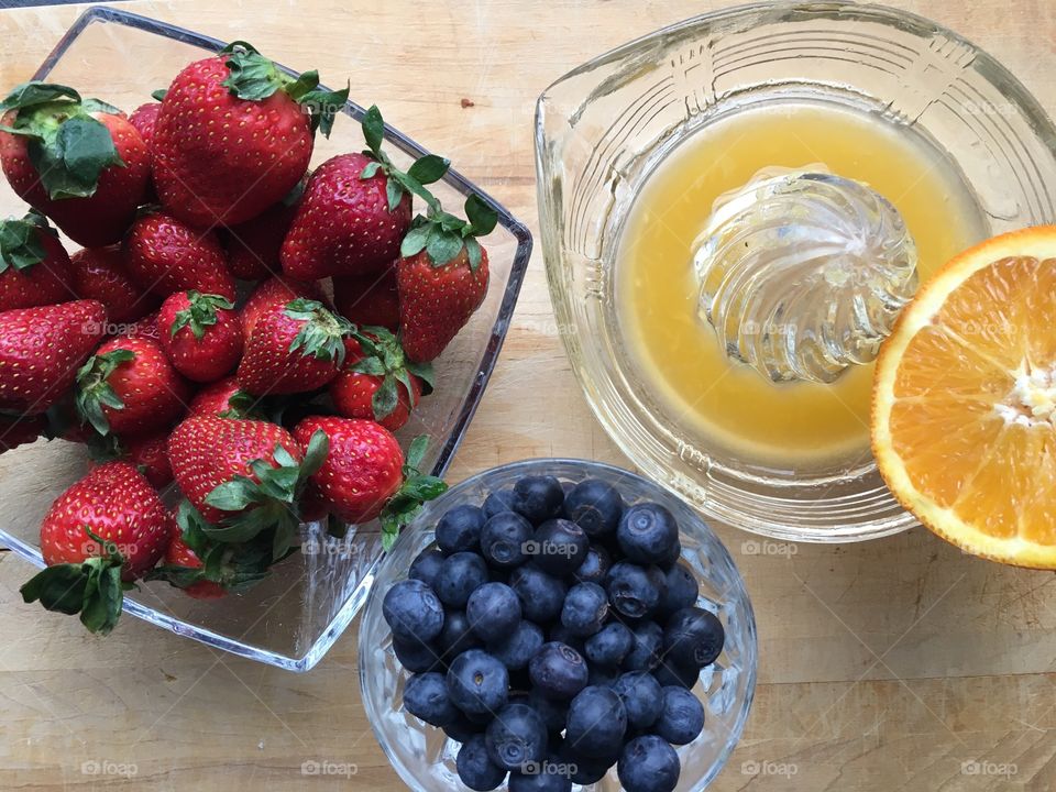 Fresh berries and freshly squeezed orange juice