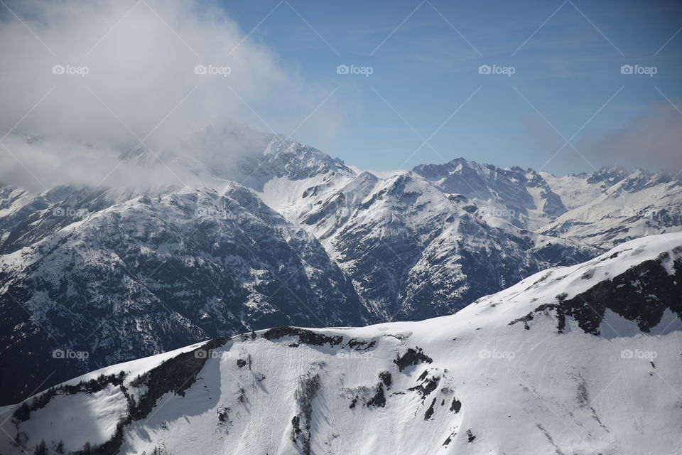 Snowy peaks in the alps, Austria
