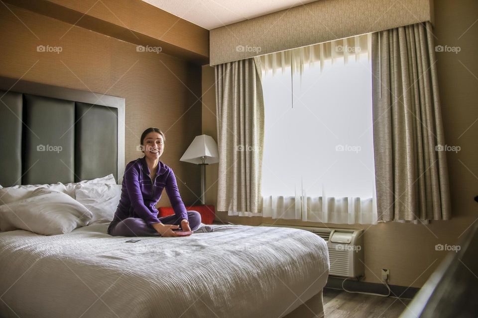 Lighthearted teen girl laughing