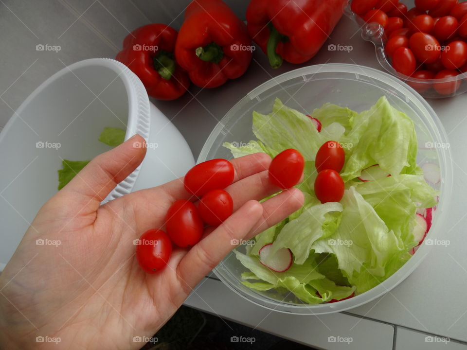 Fresh and colorful salad ingredients