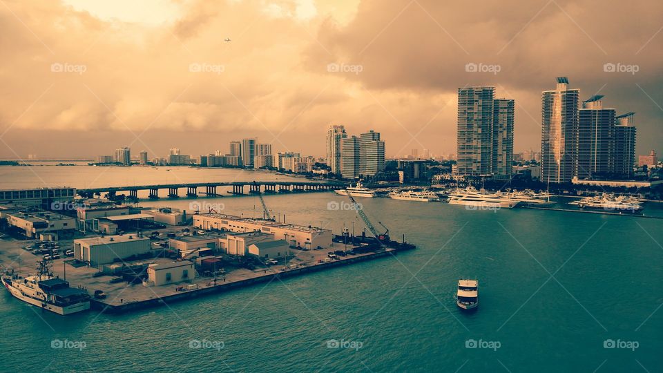 Scenic view of miami harbor