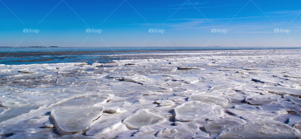 Frozen beach on Chesapeake Bay