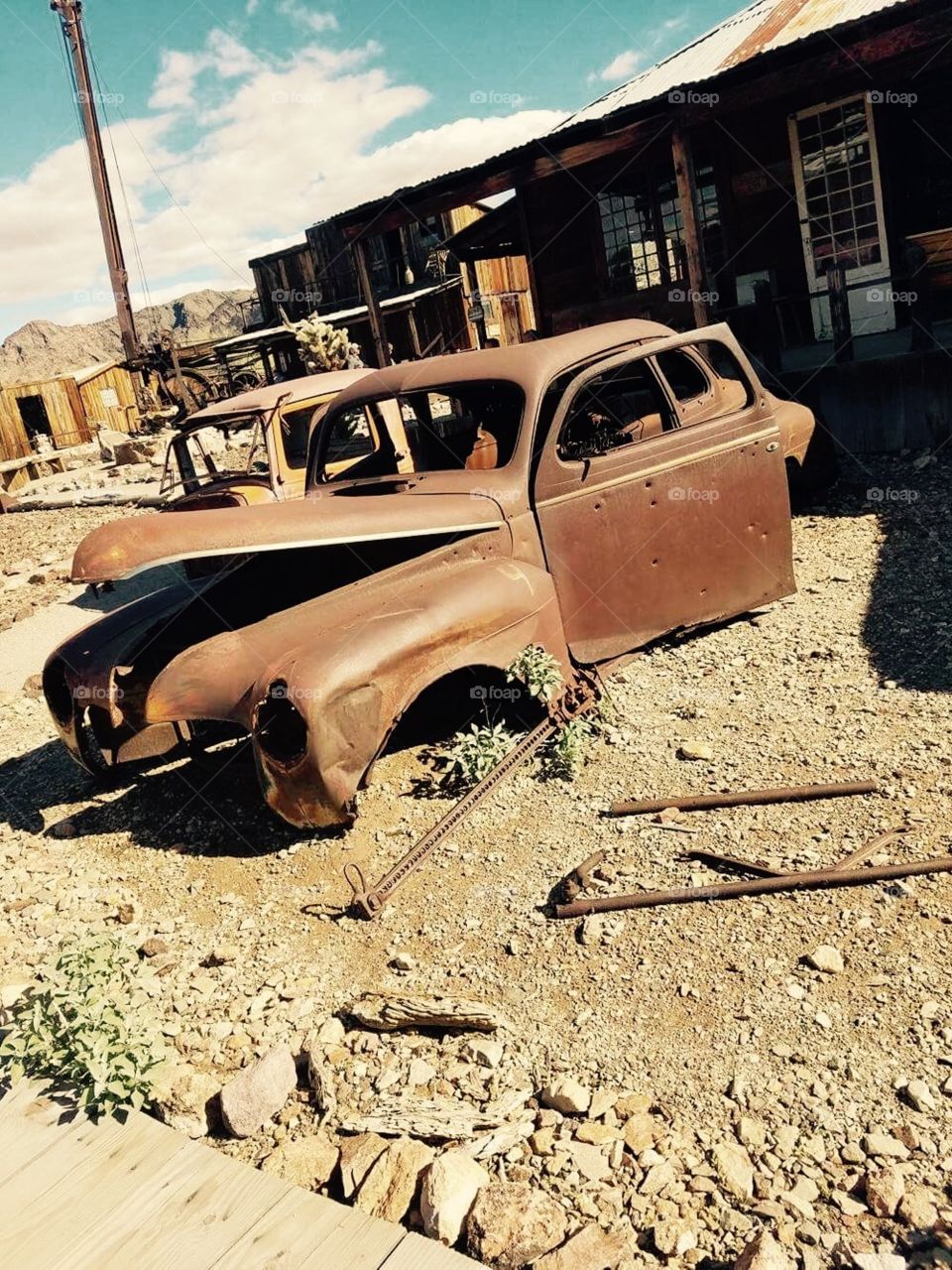 Car in a ghost town