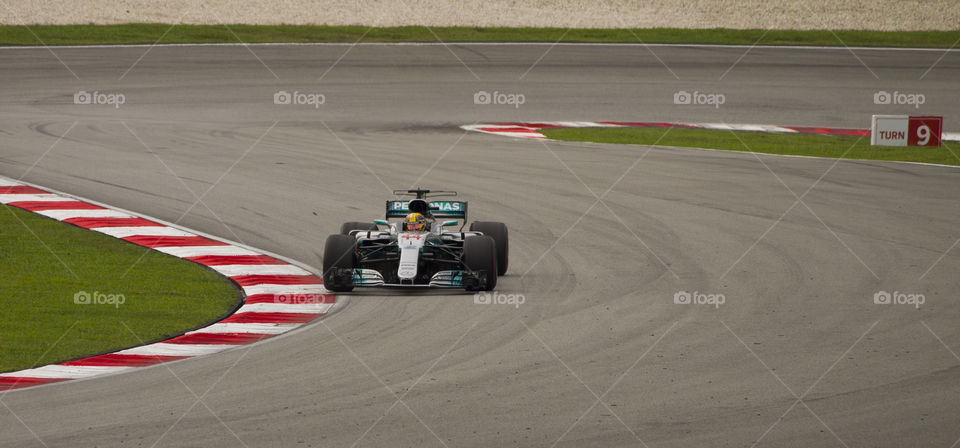Lewis Hamilton in Turn 10 Sepang