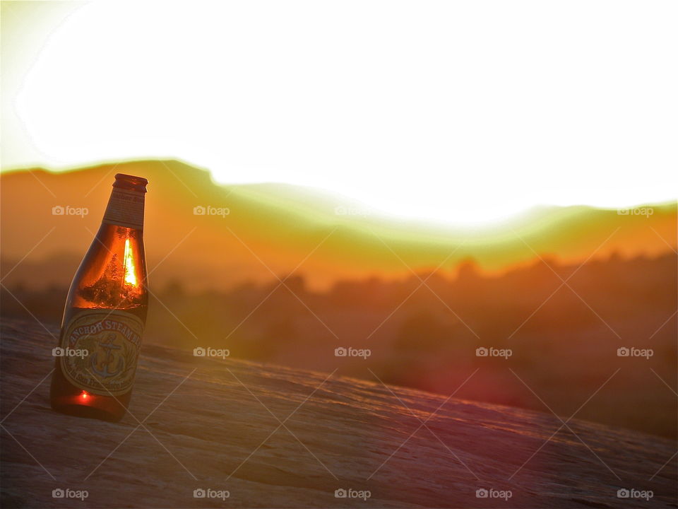 Beer at Sundown. Enjoying a beer in the Utah desert while watching an amazing sunset.