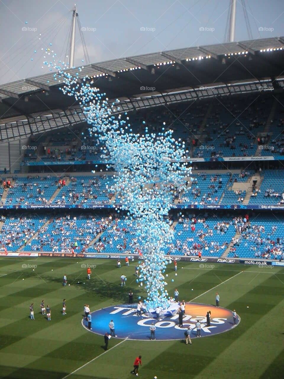 Balloon release in a stadium