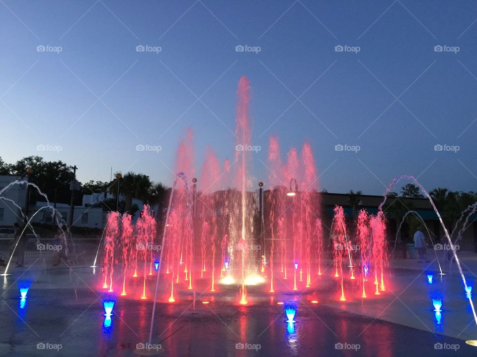 water fountain with colorful lighting