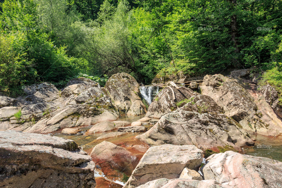 Beautiful view of waterfall in the mountain in Bulgaria, Europe
