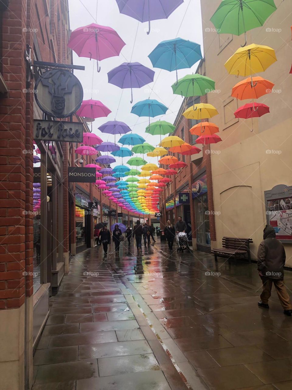 City, Durham, umbrella, street, shopping, centre