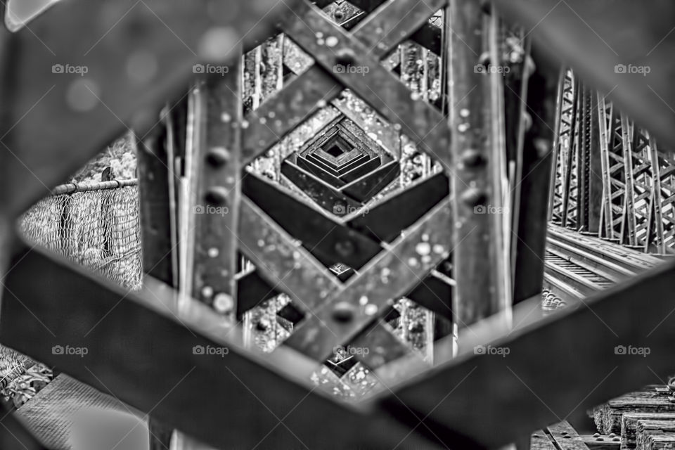 Close-up of railroad bridge