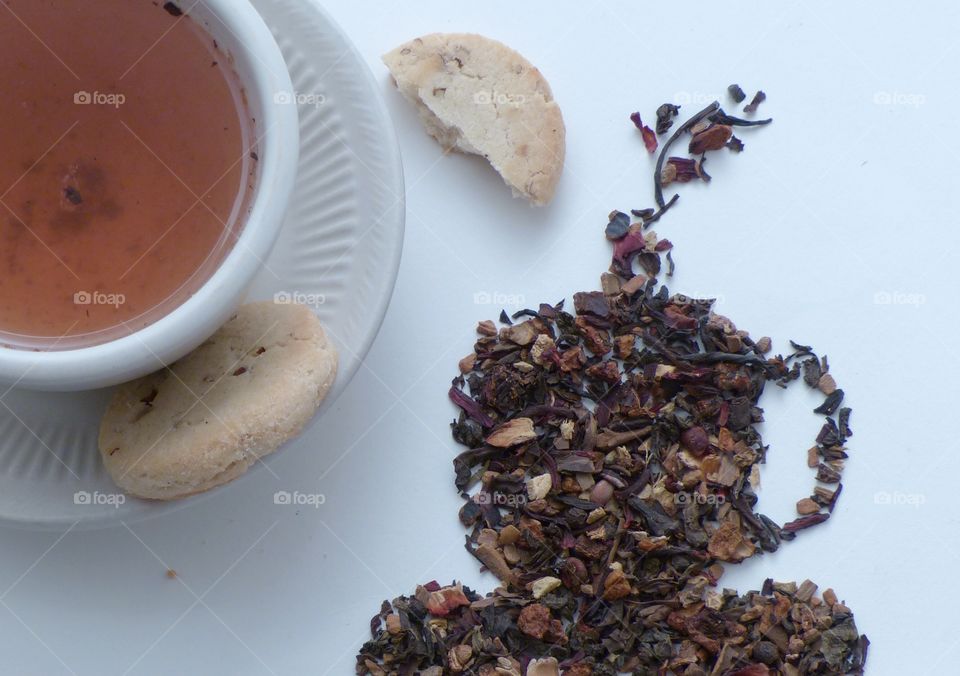 Tea cup made with tea herbs