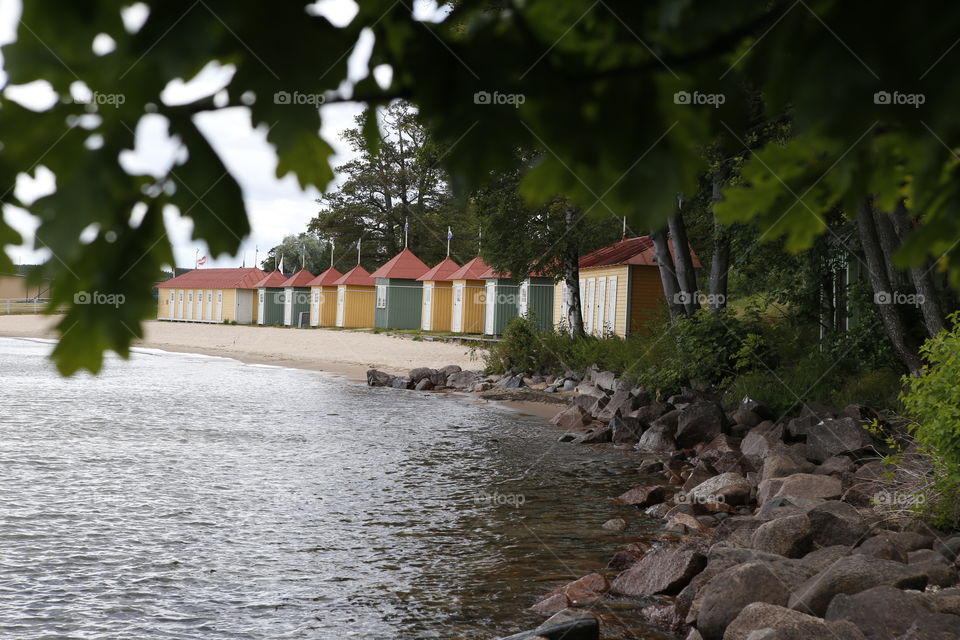 Bathing cabins in Hjo Sweden