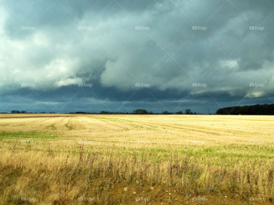 field clouds weather autumn by cabday