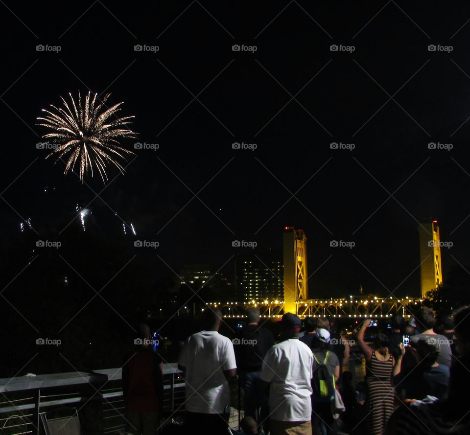 Festival, Fireworks, People, Flame, Many