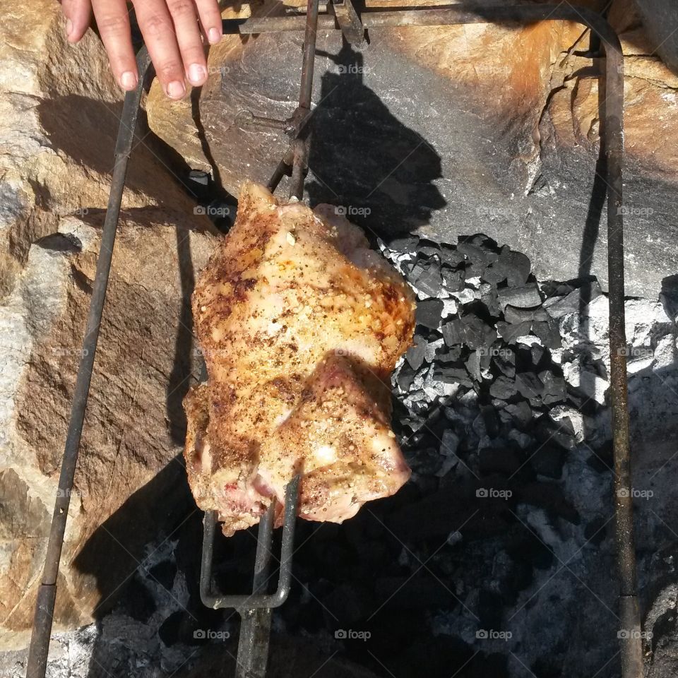 Rotisary Chicken. Braai a chicken at the beach fire places. loving life