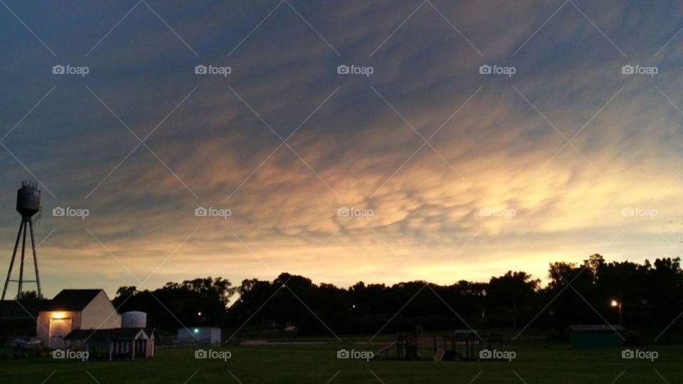Sunrise Lit Mammatus Clouds