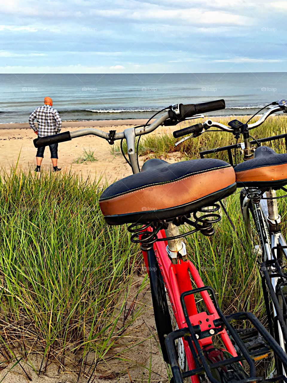 On the beach with the bicycle!