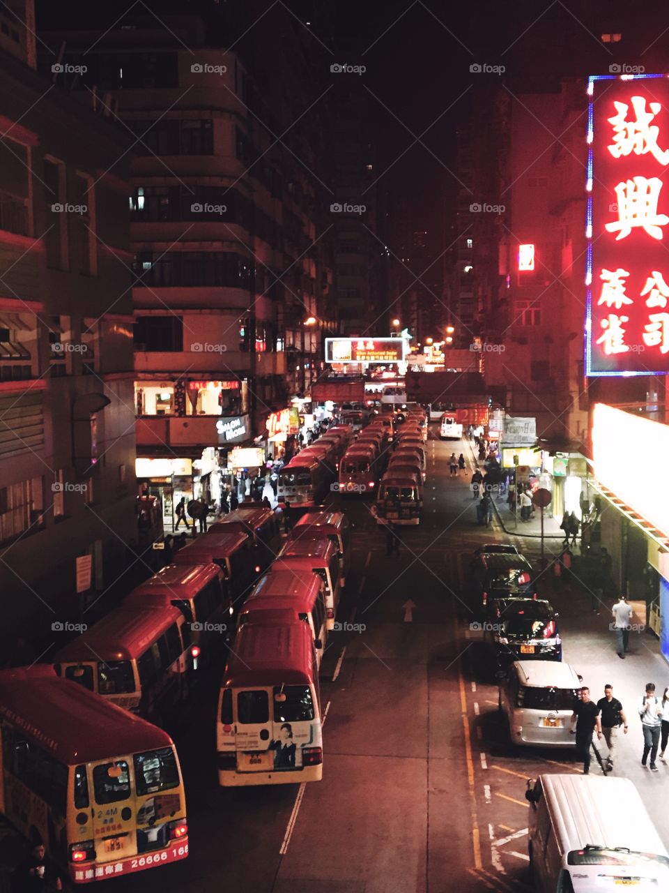 Many busses in Hong Kong