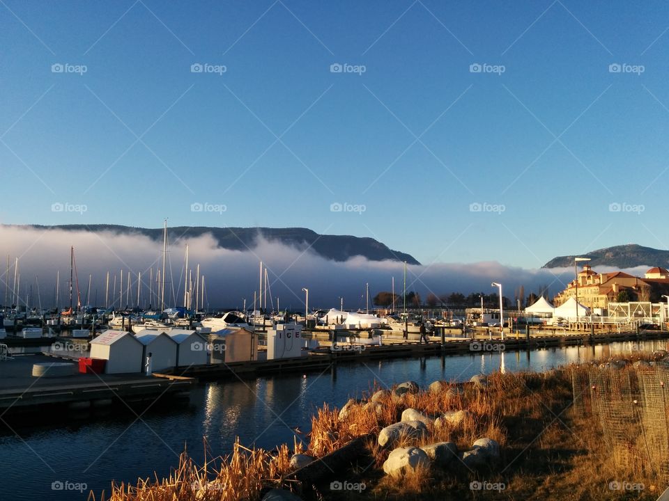Low clouds in harbour.