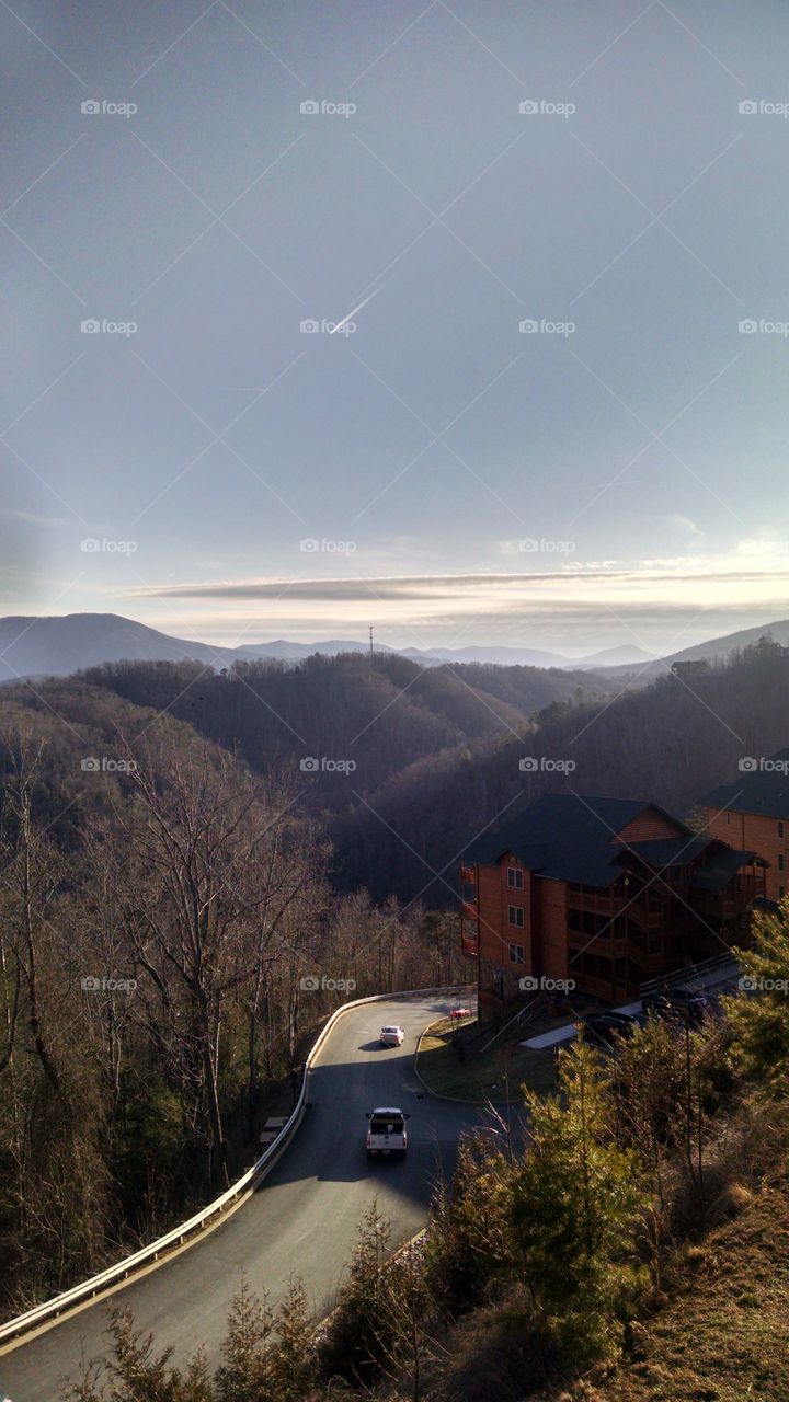 Honeymooner's view, overlooking the Smokey Mountains of Gatlinburg, Tennessee.