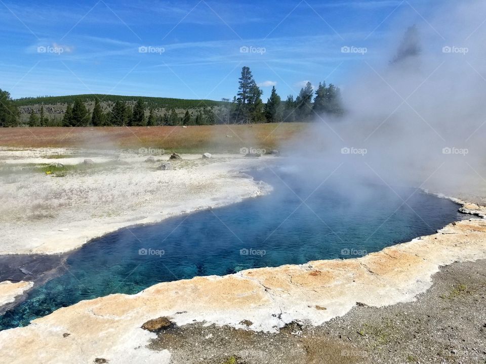 emerald blue hot spring at Yellowstone national park