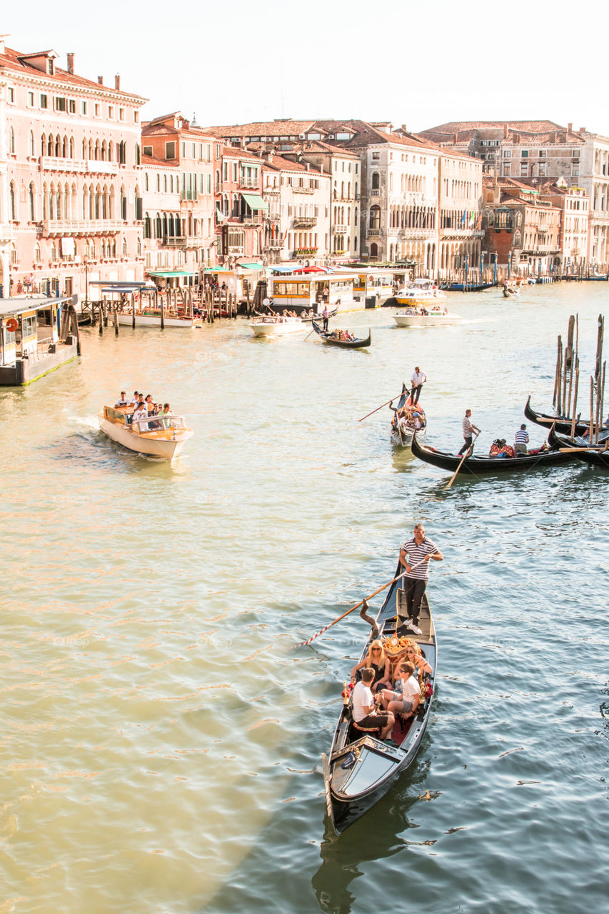 Gondola Rides At Grand Canal In Venice, Italy
