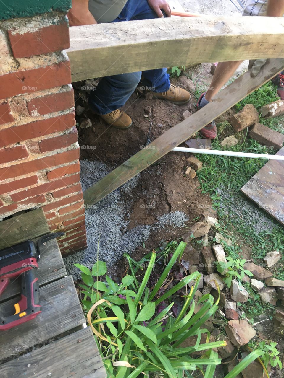 Thanks guys for all your hard work today it’s looking good! Got this standing straight.