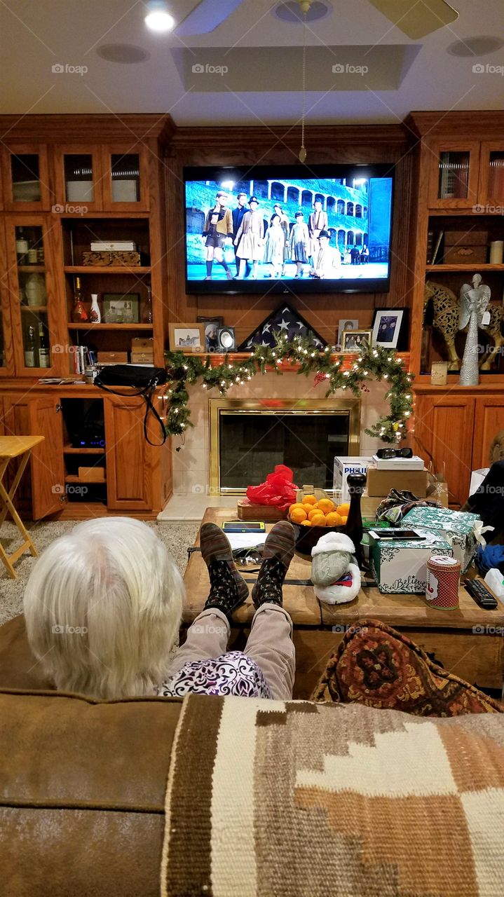 Grandma watching tv