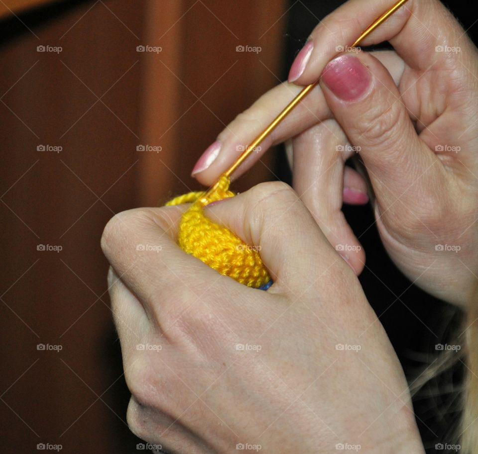 Women knitting