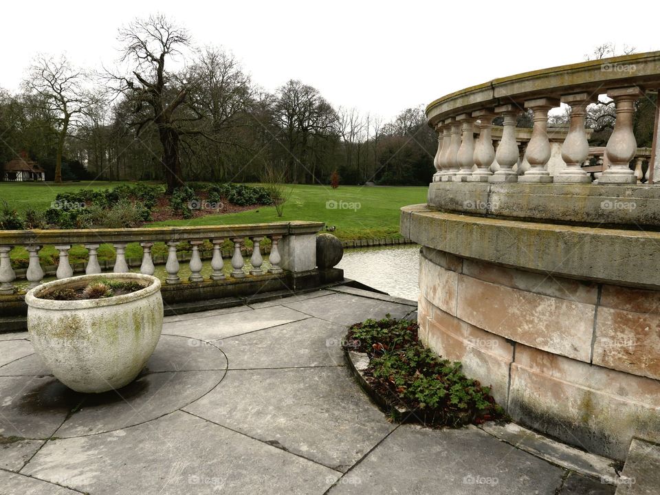 Balcony of an old castle in Antwerp, Belgium.