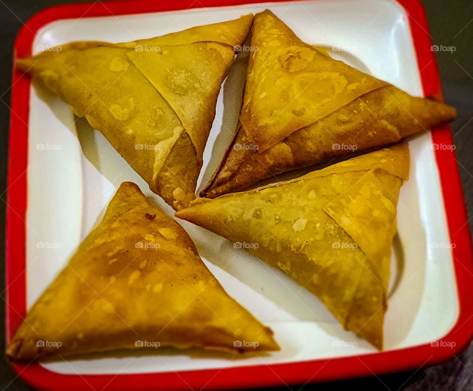 Triangular samosas homemade