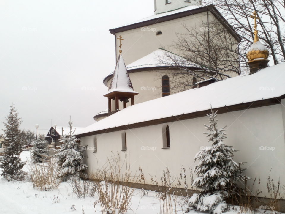 Winter, Snow, Wood, House, No Person