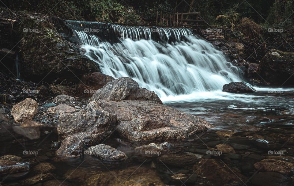 A winter waterfall at Fragas Sao Simao, Portugal 