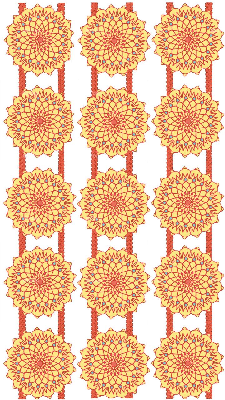 Fabric patterns, graphic patterns, tile patterns, Thai patterns Simple style on a white sunflower