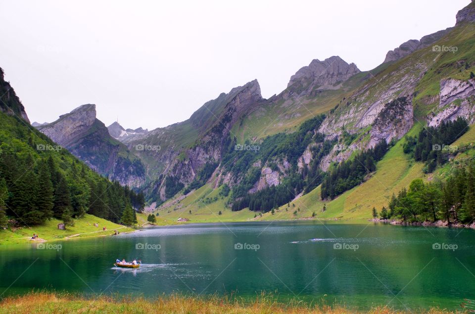 Scenic view of lake and mountains