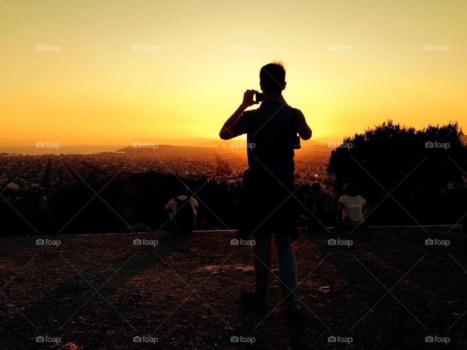 City vantage point at sunset