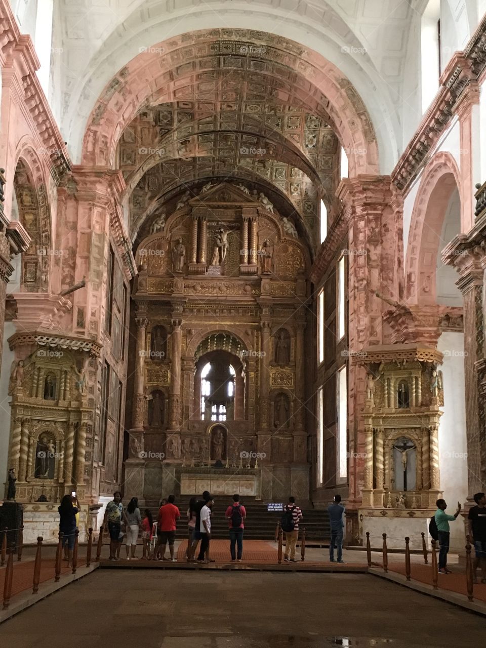 An inside picture of a cathedral in Goa