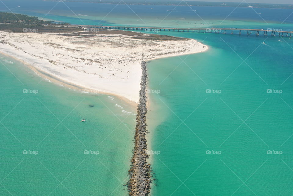 Beautiful view from helicopter of Destin, Florida