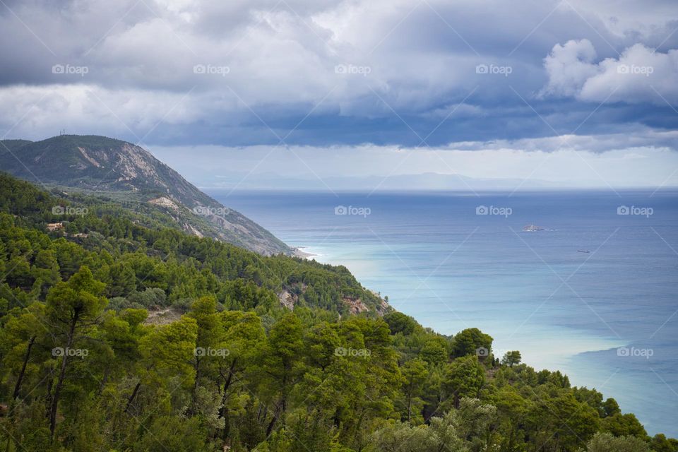 Beautiful natural landscape on the mountain over looking the dea