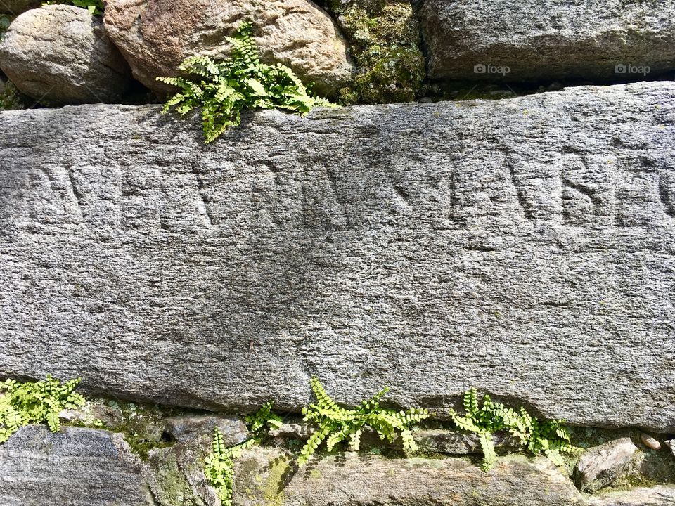 Roman inscription on a granite block, archaeological area of Castelseprio, Varese province