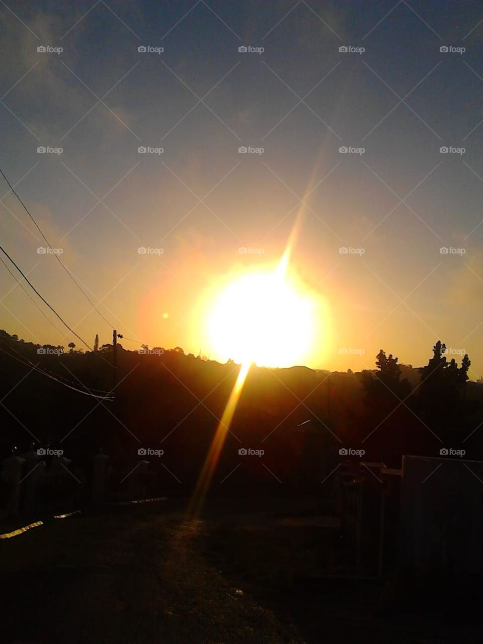 Bright, red hot sunset in Jamaica