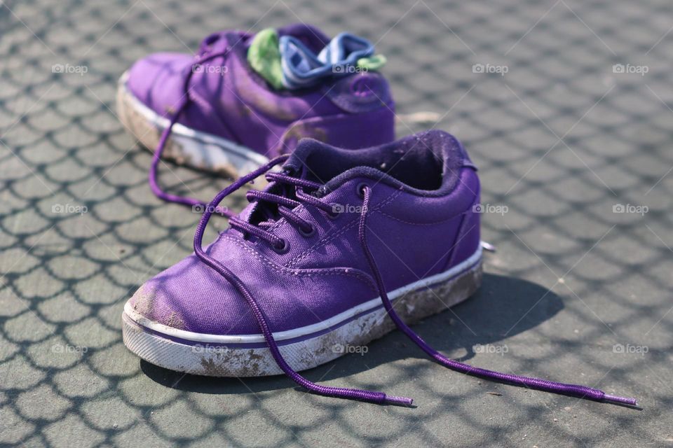 Purple running shoes