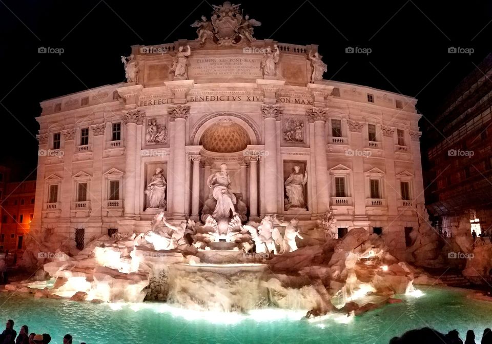 the Trevi at night