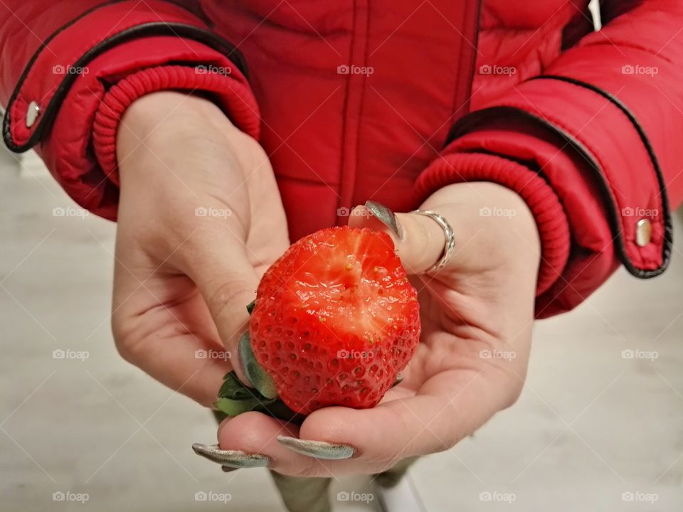 eating strawberry