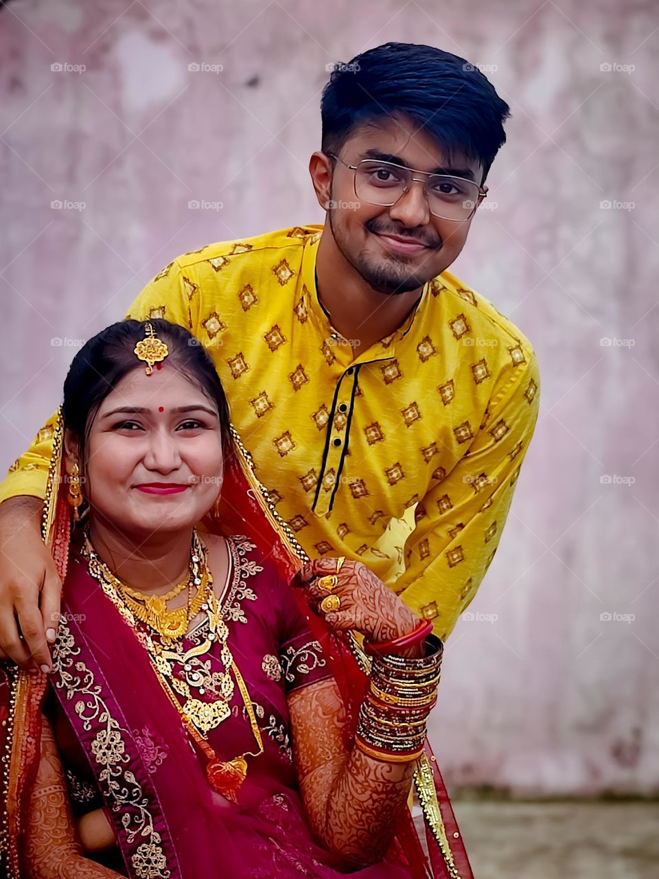 beautiful bride and her brother