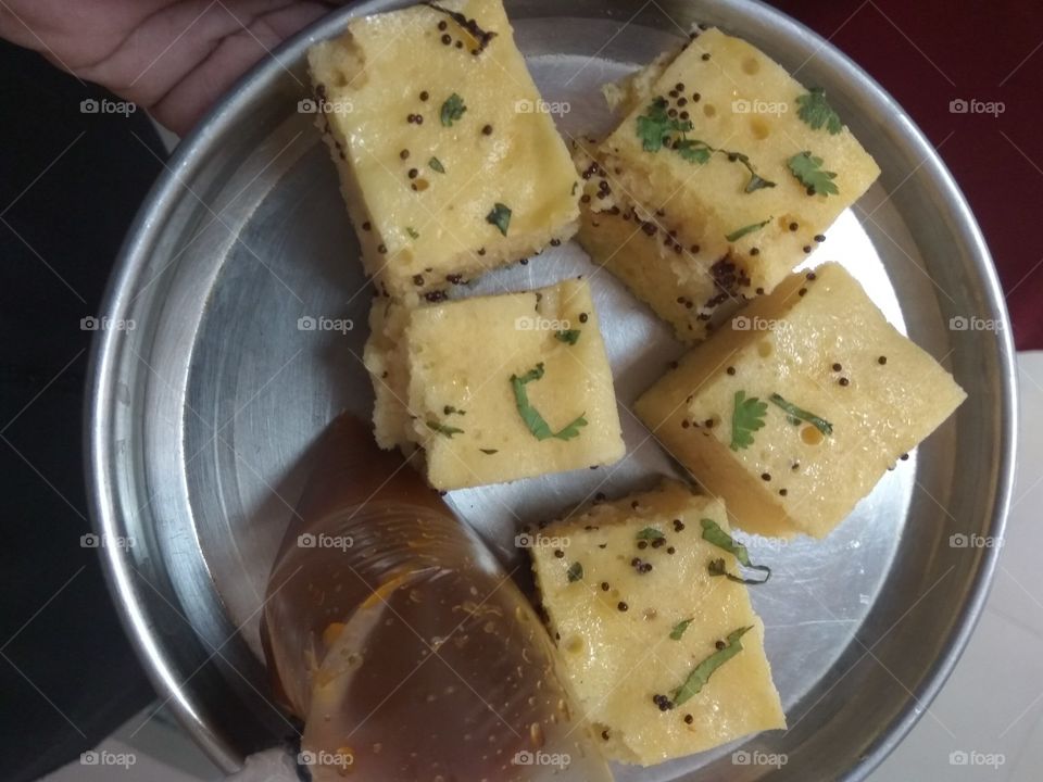 Tasty Indian Gujrati(Indorei) food Dhokla(Khamand)